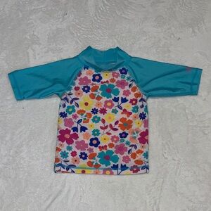 UV SKINZ 2T Floral Kids Swim Shirt - Blue and Multicolor